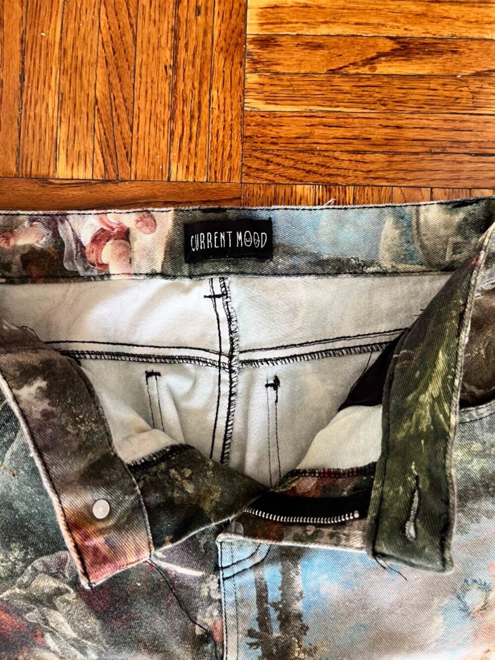 Current Mood x Dolls Kill Renaissance Art Print Skinny Jeans | M - Picture 2 of 8